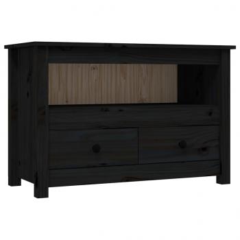 TV-Schrank Schwarz79x35x52 cm Massivholz Kiefer