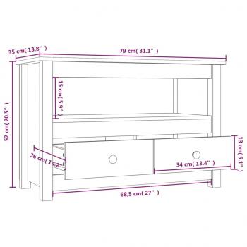 TV-Schrank Schwarz79x35x52 cm Massivholz Kiefer