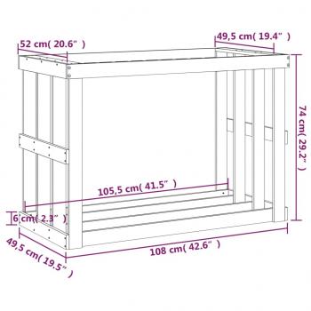 Outdoor-Kaminholzregal 108x52x74 cm Massivholz Kiefer