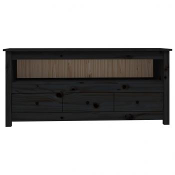 TV-Schrank Schwarz 114x35x52 cm Massivholz Kiefer