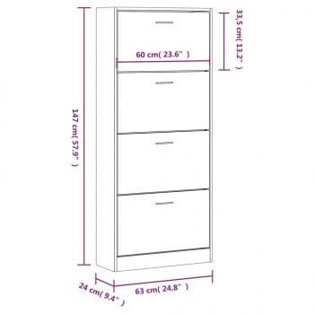 Schuhschrank Sonoma-Eiche 63x24x147 cm Holzwerkstoff