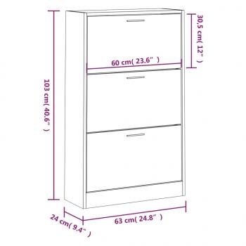 Schuhschrank Räuchereiche 63x24x103 cm Holzwerkstoff