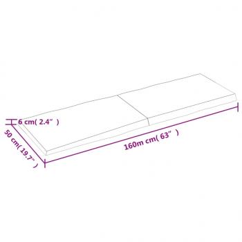 Tischplatte 160x50x(2-6) cm Massivholz Behandelt Baumkante