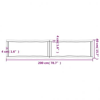 Tischplatte 200x40x(2-6) cm Massivholz Behandelt Baumkante