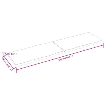 Tischplatte 220x60x(2-4) cm Massivholz Behandelt Baumkante