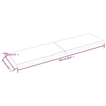 Tischplatte 220x60x(2-6) cm Massivholz Behandelt Baumkante