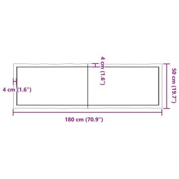 Tischplatte 180x50x(2-4) cm Massivholz Behandelt Baumkante