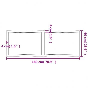 Tischplatte 180x60x(2-6) cm Massivholz Behandelt Baumkante