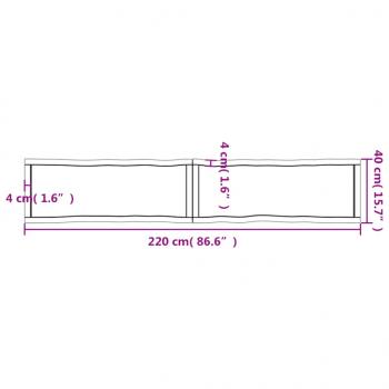 Tischplatte 220x40x(2-4) cm Massivholz Behandelt Baumkante