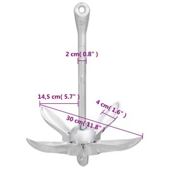 Klappanker mit Seil Silbern 2,5 kg Temperguss