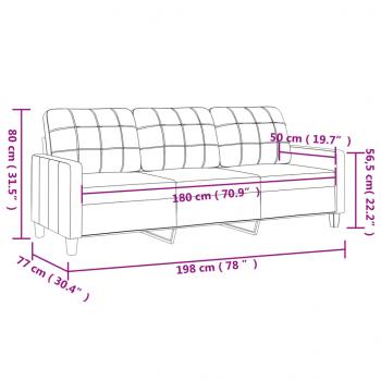 3-Sitzer-Sofa Grau 180 cm Kunstleder