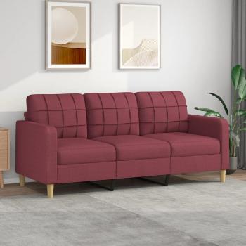 ARDEBO.de - 3-Sitzer-Sofa Weinrot 180 cm Stoff