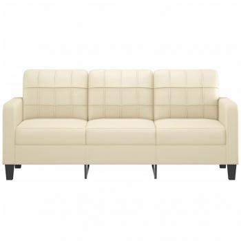 3-Sitzer-Sofa Creme 180 cm Kunstleder