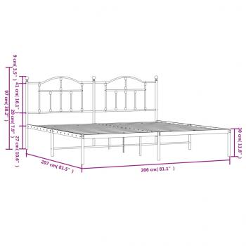 Bettgestell mit Kopfteil Metall Schwarz 200x200 cm