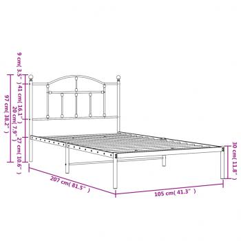 Bettgestell mit Kopfteil Metall Weiß 100x200 cm