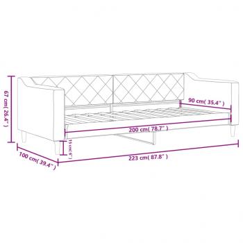 Tagesbett Schwarz 90x200 cm Stoff