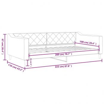 Tagesbett Hellgrau 100x200 cm Stoff