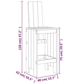 Barhocker 2 Stk. Honigbraun 40x42x120 cm Massivholz Kiefer