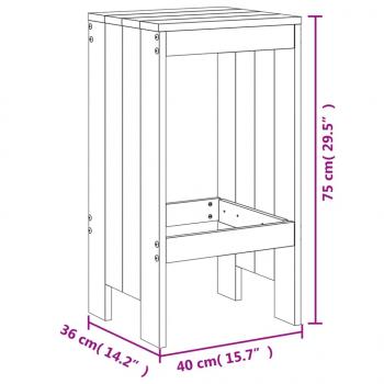 Barhocker 2 Stk. Grau 40x36x75 cm Massivholz Kiefer