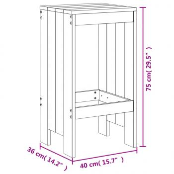 Barhocker 2 Stk. 40x36x75 cm Massivholz Douglasie