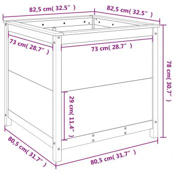 Pflanzkübel Weiß 82,5x82,5x78 cm Massivholz Kiefer