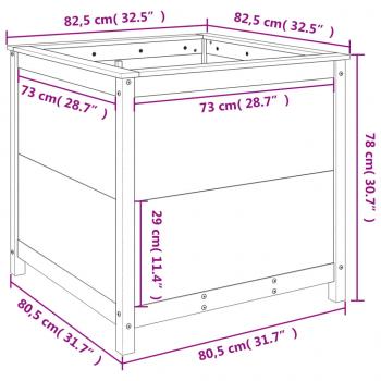 Pflanzkübel Grau 82,5x82,5x78 cm Massivholz Kiefer