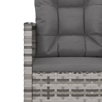 3-tlg. Garten-Lounge-Set mit Kissen Poly Rattan Grau