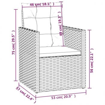 3-tlg. Garten-Lounge-Set mit Kissen Poly Rattan Grau