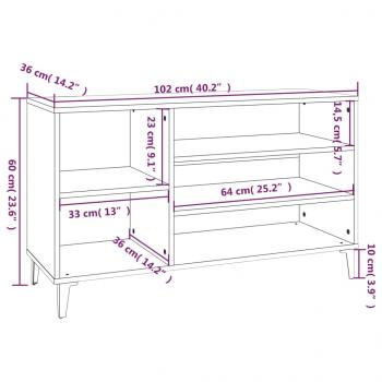 Schuhregal Schwarz 102x36x60 cm Holzwerkstoff