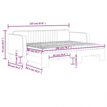 Tagesbett Ausziehbar mit Matratzen Schwarz 80x200 cm Samt