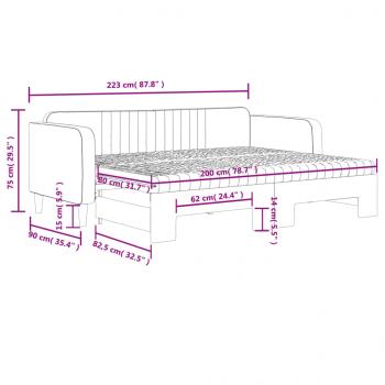 Tagesbett Ausziehbar mit Matratzen Hellgrau 80x200 cm Samt