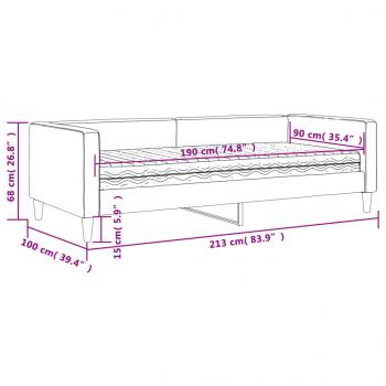 Tagesbett mit Matratze Hellgrau 90x190 cm Stoff