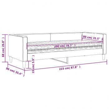 Tagesbett mit Matratze Hellgrau 80x200 cm Stoff