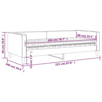 Tagesbett mit Matratze Taupe 90x200 cm Stoff