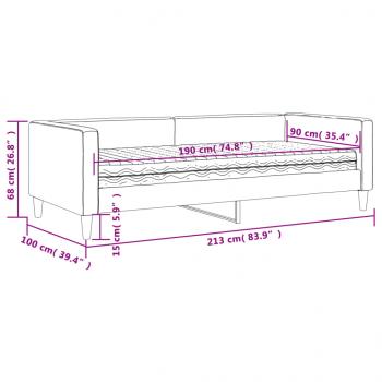 Tagesbett mit Matratze Dunkelgrau 90x190 cm Stoff