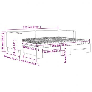 Tagesbett Ausziehbar mit Matratzen Creme 80x200 cm Stoff