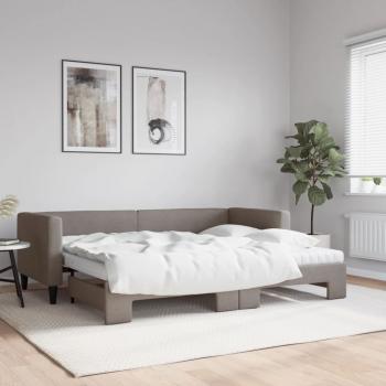 ARDEBO.de - Tagesbett Ausziehbar mit Matratzen Taupe 80x200 cm Stoff