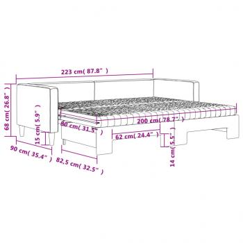 Tagesbett Ausziehbar mit Matratze Hellgrau 80x200 cm Stoff