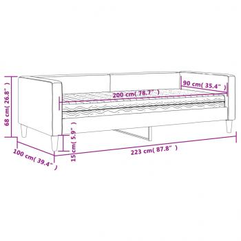 Tagesbett mit Matratze Schwarz 90x200 cm Stoff