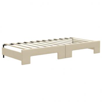 Tagesbett Ausziehbar mit Schubladen Creme 80x200 cm Stoff