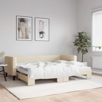 ARDEBO.de - Tagesbett Ausziehbar Creme 80x200 cm Stoff