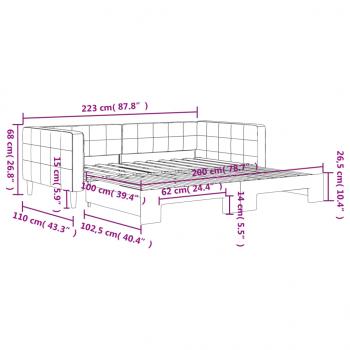 Tagesbett Ausziehbar Hellgrau 100x200 cm Samt