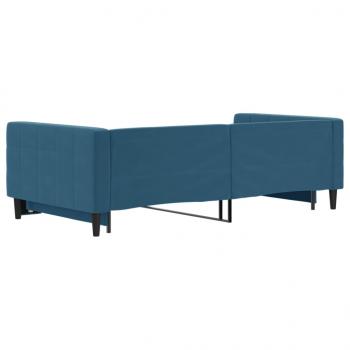 Tagesbett Ausziehbar Blau 100x200 cm Samt