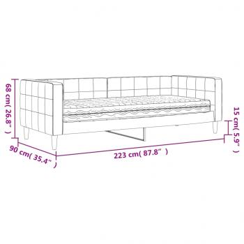 Tagesbett mit Matratze Hellgrau 80x200 cm Samt