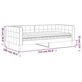 Tagesbett mit Matratze Hellgrau 90x190 cm Samt