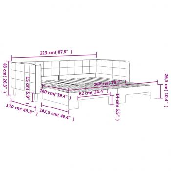 Tagesbett Ausziehbar Rosa 100x200 cm Samt