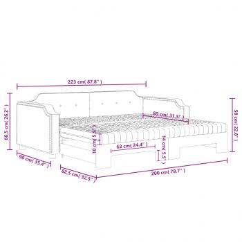 Tagesbett Ausziehbar mit Matratzen Taupe 80x200 cm Stoff