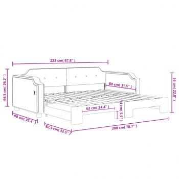 Tagesbett Ausziehbar Taupe 80x200 cm Stoff