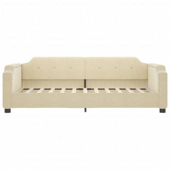 Tagesbett Ausziehbar Creme 90x200 cm Stoff