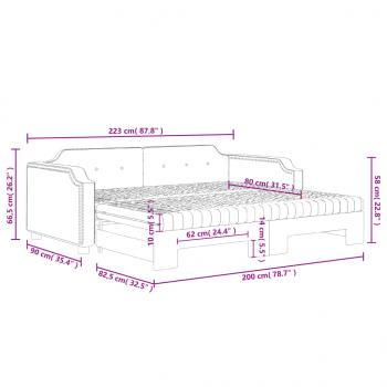 Tagesbett Ausziehbar mit Matratzen Dunkelgrau 80x200 cm Stoff